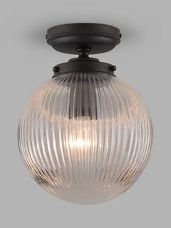 John Lewis Vintage Globe Flush Outdoor Light, Clear/Black