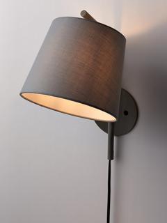 John Lewis Harry Plug-In Wall Light, Grey
