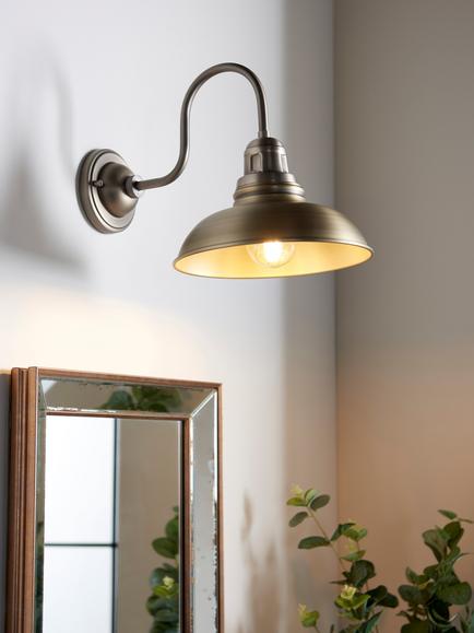 John Lewis Millhouse Wall Light, Antique Brass - view 2, Antique Brass