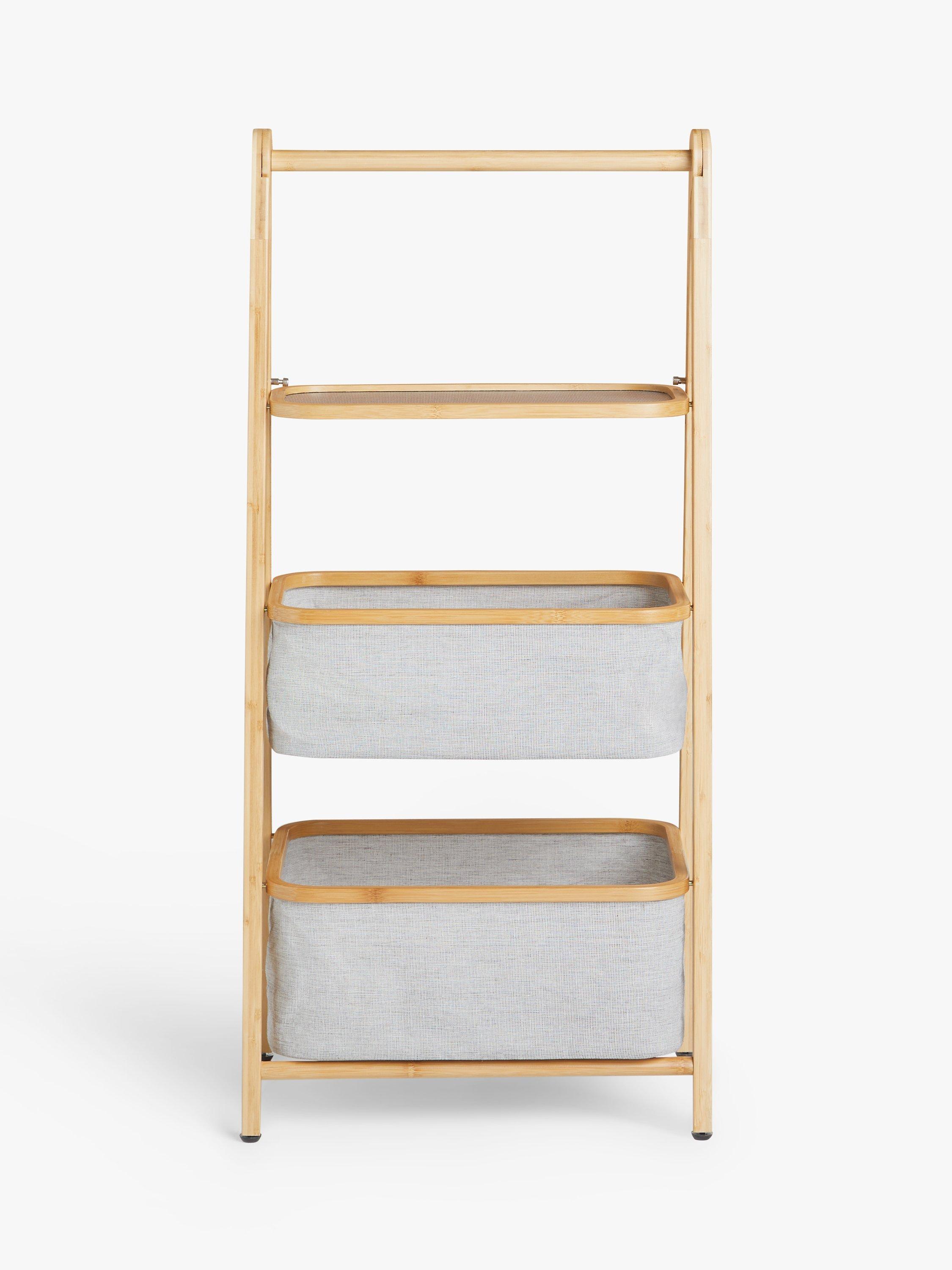 John Lewis Bamboo Folding Basket Rack, Grey