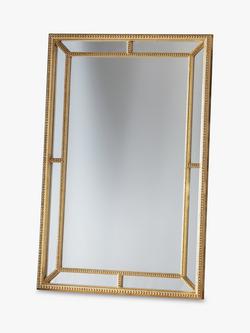 Gallery Direct Sinatra Rectangular Decorative Beaded Wall Mirror, 121 x 80cm, Gold, Gold