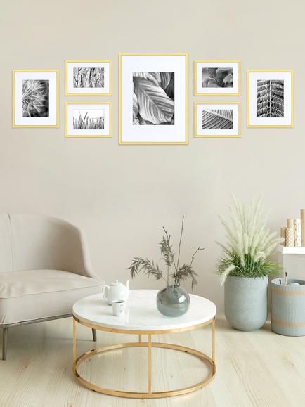 nielsen Gallery Aluminium Gallery Set Multi-aperture Photo Frames, 7 Photo, Gold