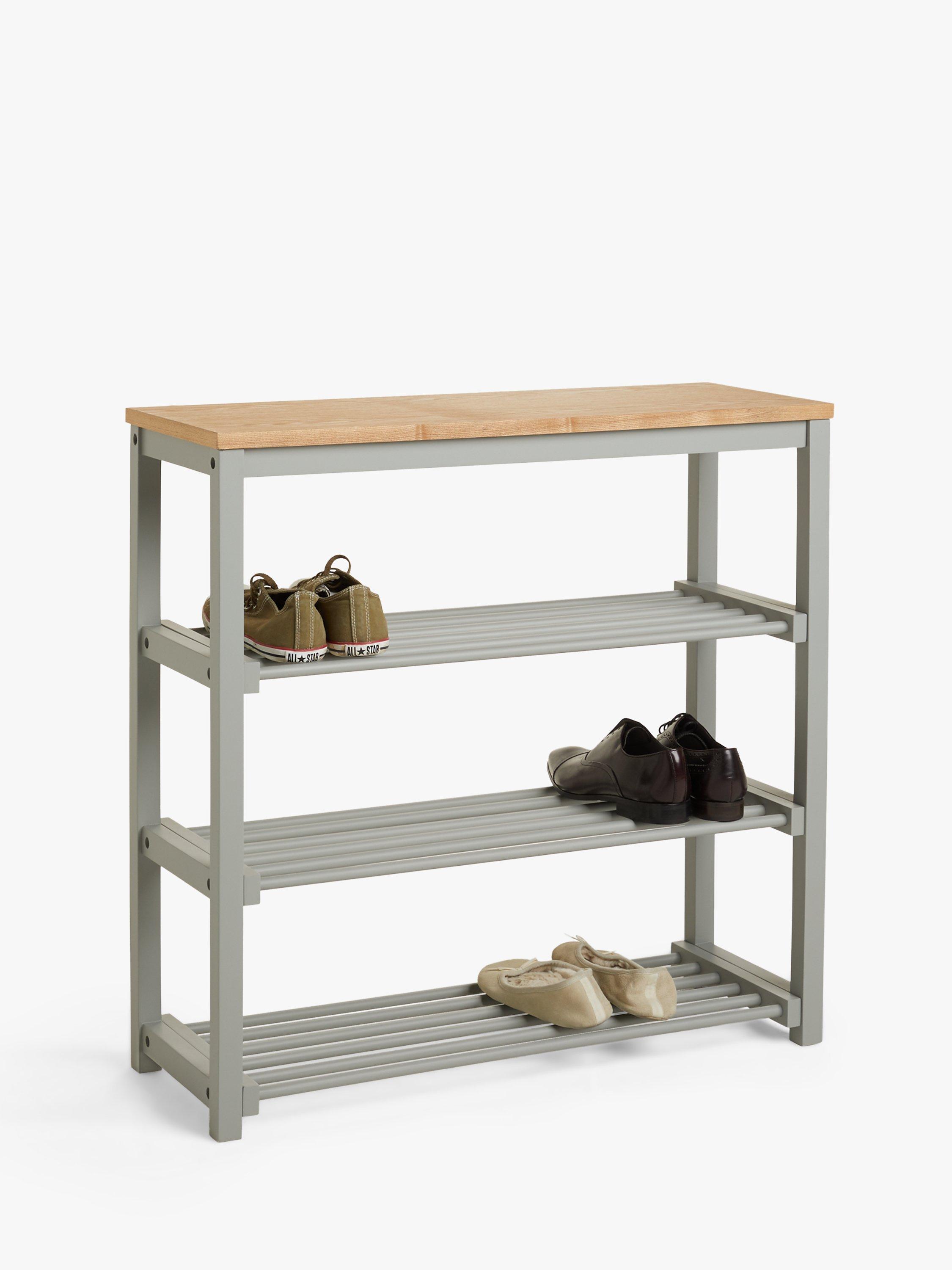 John Lewis Modern Country 4 Tier Shoe Rack Grey