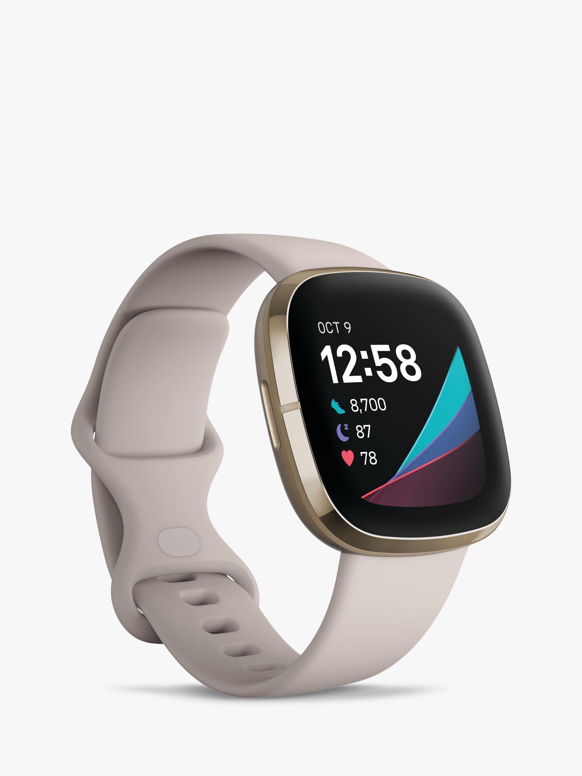 Fitbit Sense, Health and Fitness Watch with Heart Rate Monitor, Lunar White/Soft Gold, Stainless Steel