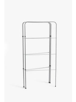 John Lewis 4 Fold Zigzag Indoor Clothes Airer - view 2, Metallic Grey