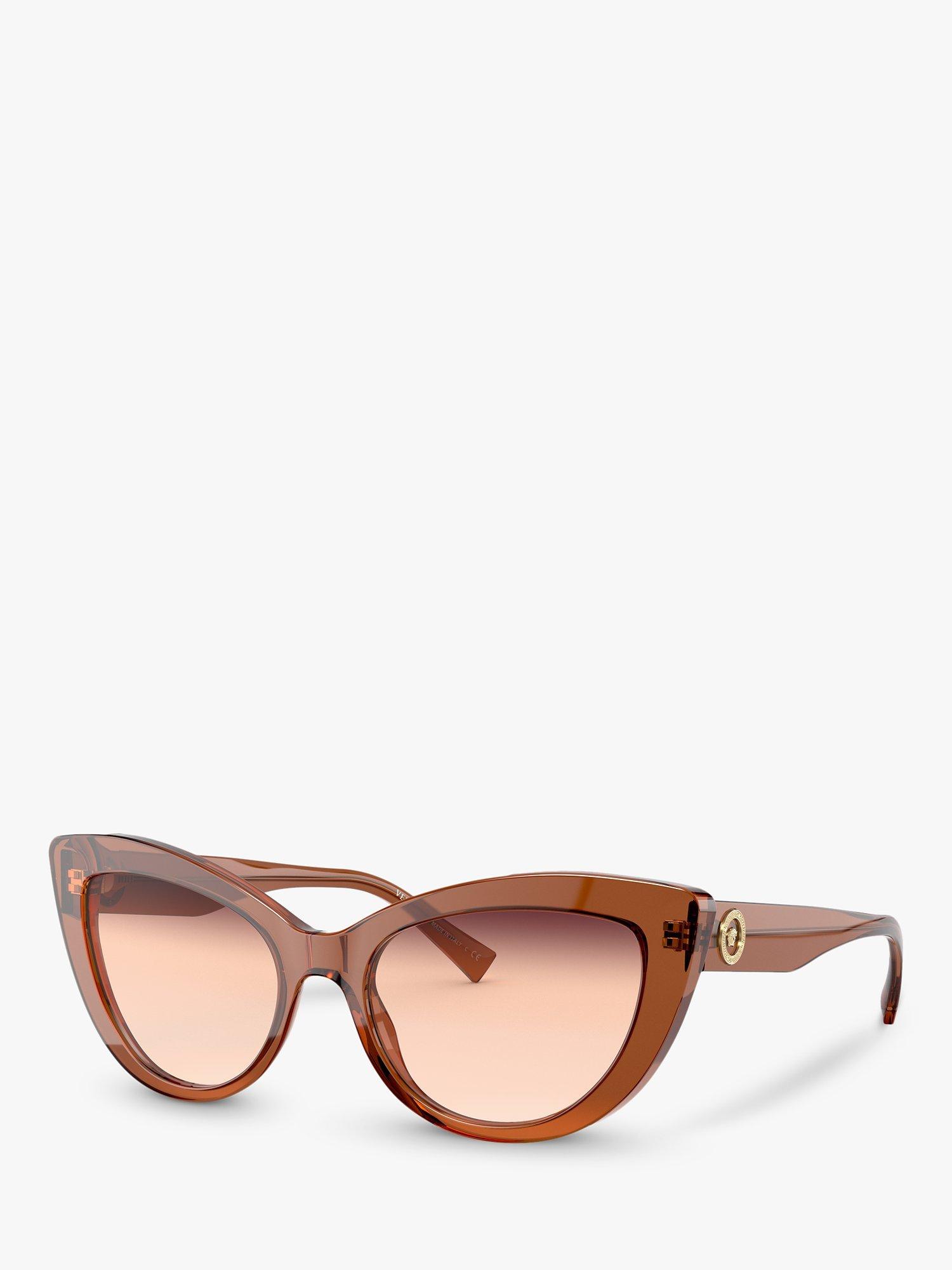 Versace VE4388 Women's Cat Eye Sunglasses, Transparent Brown/Orange Gradient