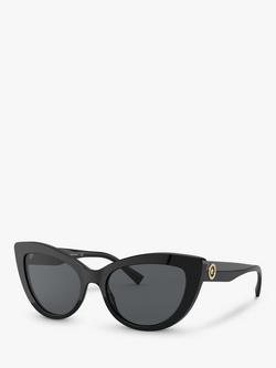 Versace VE4388 Women's Cat Eye Sunglasses, Black/Grey, Black/Grey