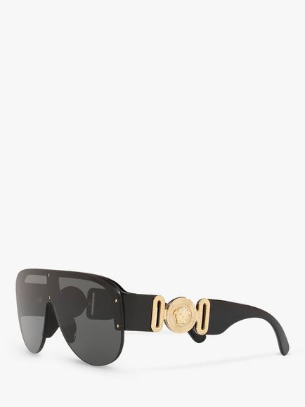 Versace VE4391 Women's Irregular Sunglasses, Black/Grey - view 2, Black/Grey