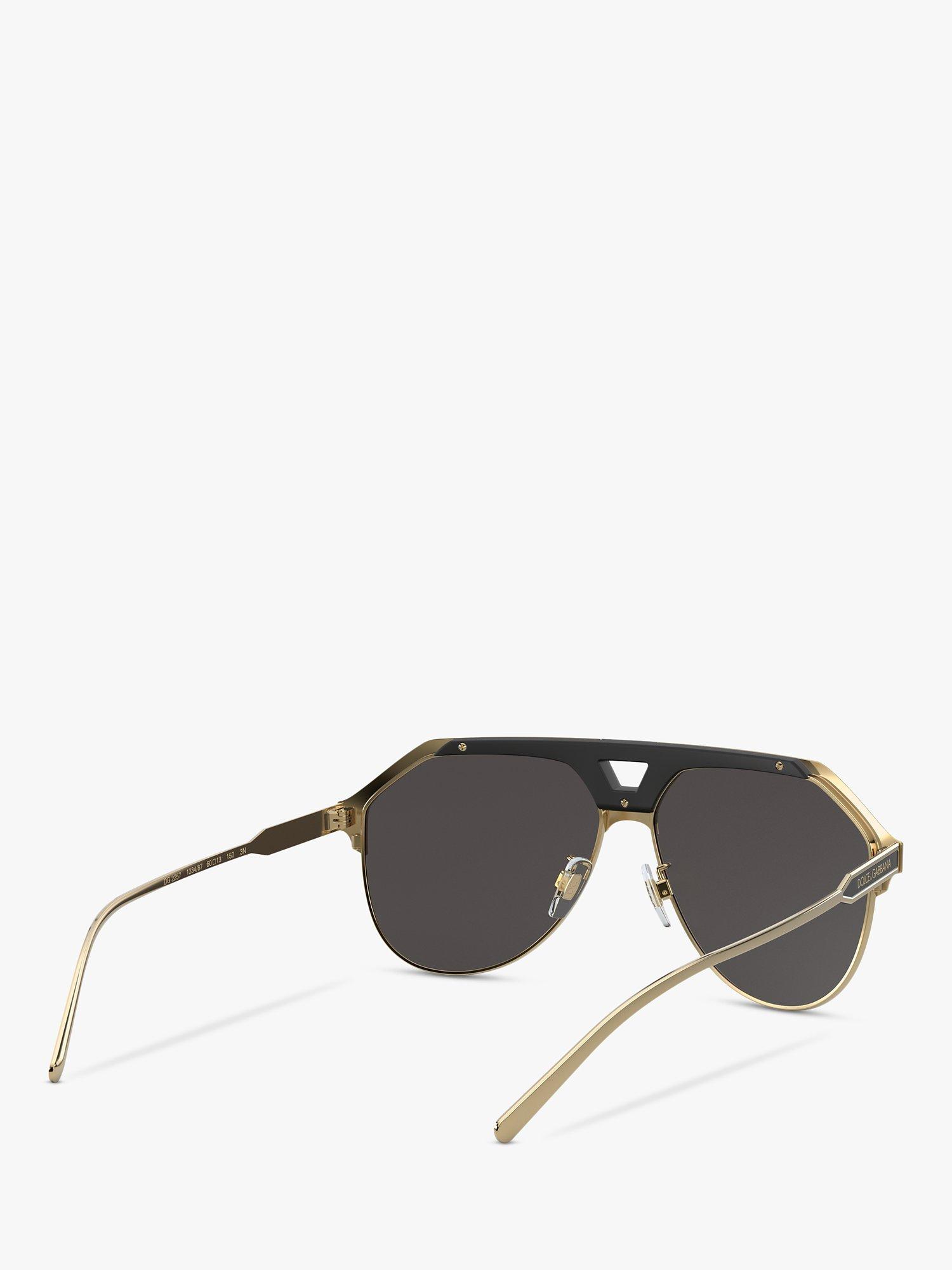Product image 8 of 11, which shows Dolce & Gabbana DG2257 Men's Aviator Sunglasses, Black