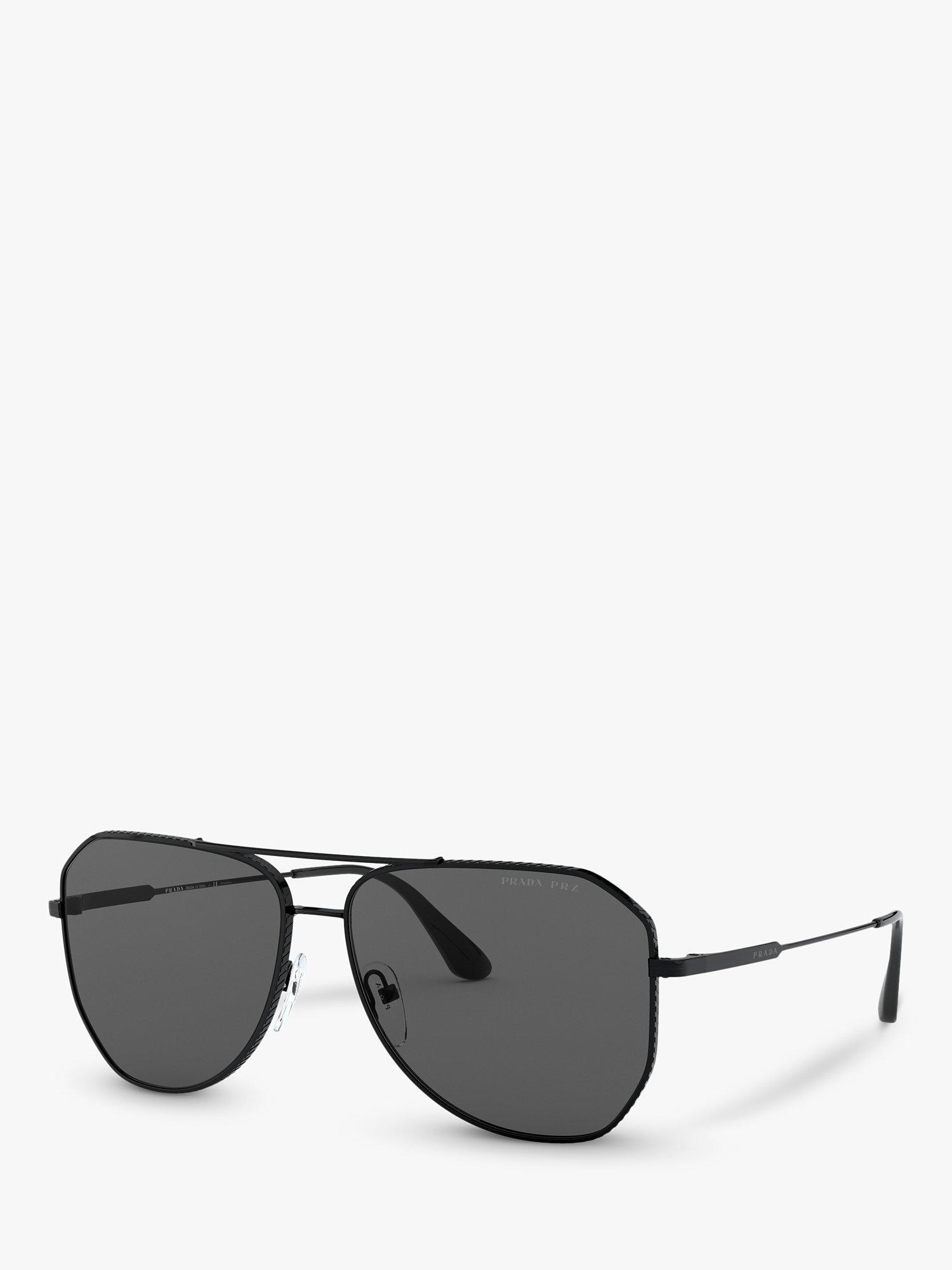 Prada PR 63XS Men's Polarised Aviator Sunglasses, Black/Grey