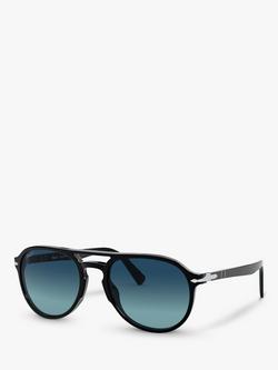 Persol PO3235S Women's Polarised Aviator Sunglasses, Black/Blue Gradient, Black/Blue Gradient