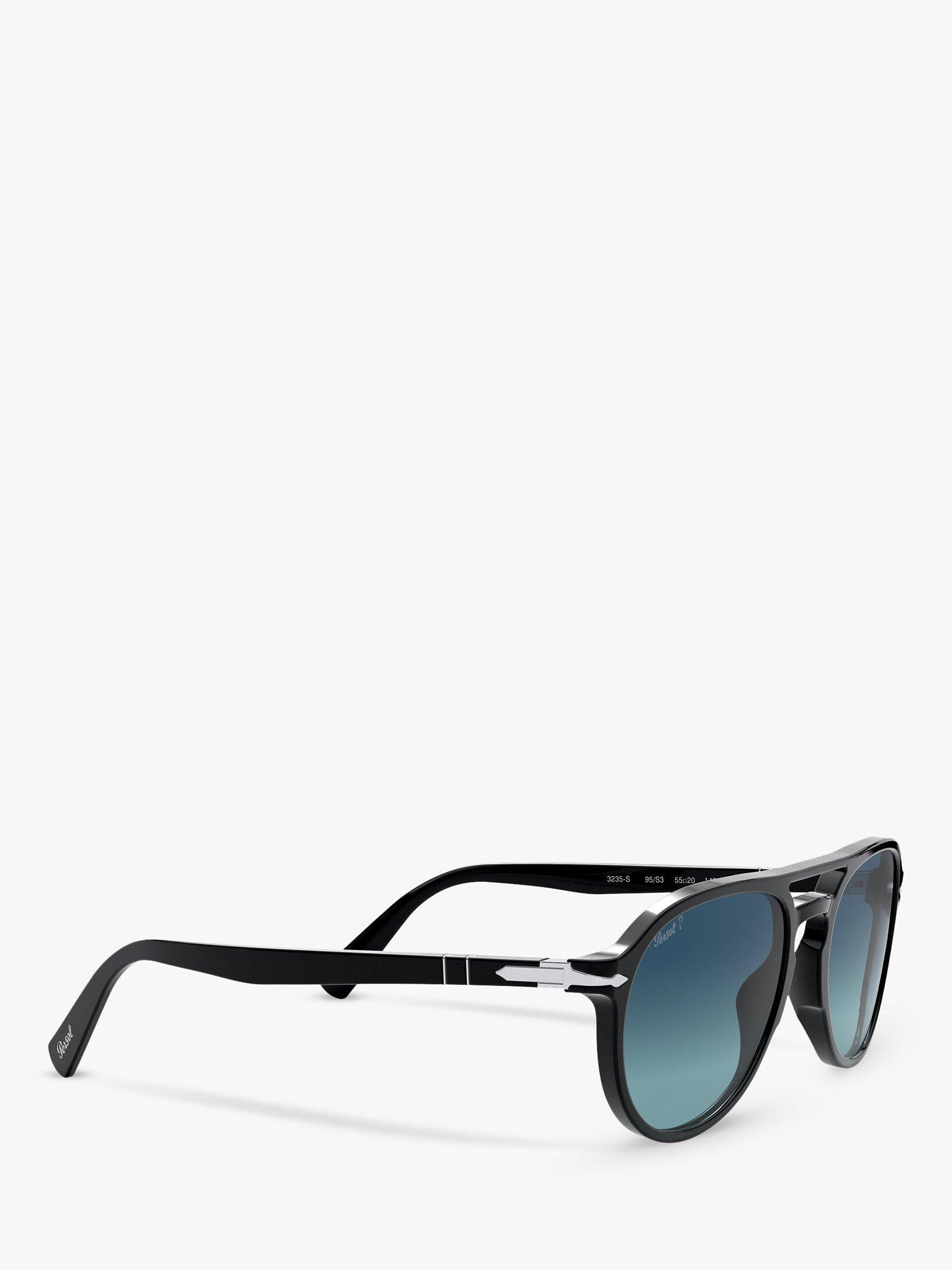 Product image 11 of 11, which shows Persol PO3235S Women's Polarised Aviator Sunglasses, Black/Blue Gradient