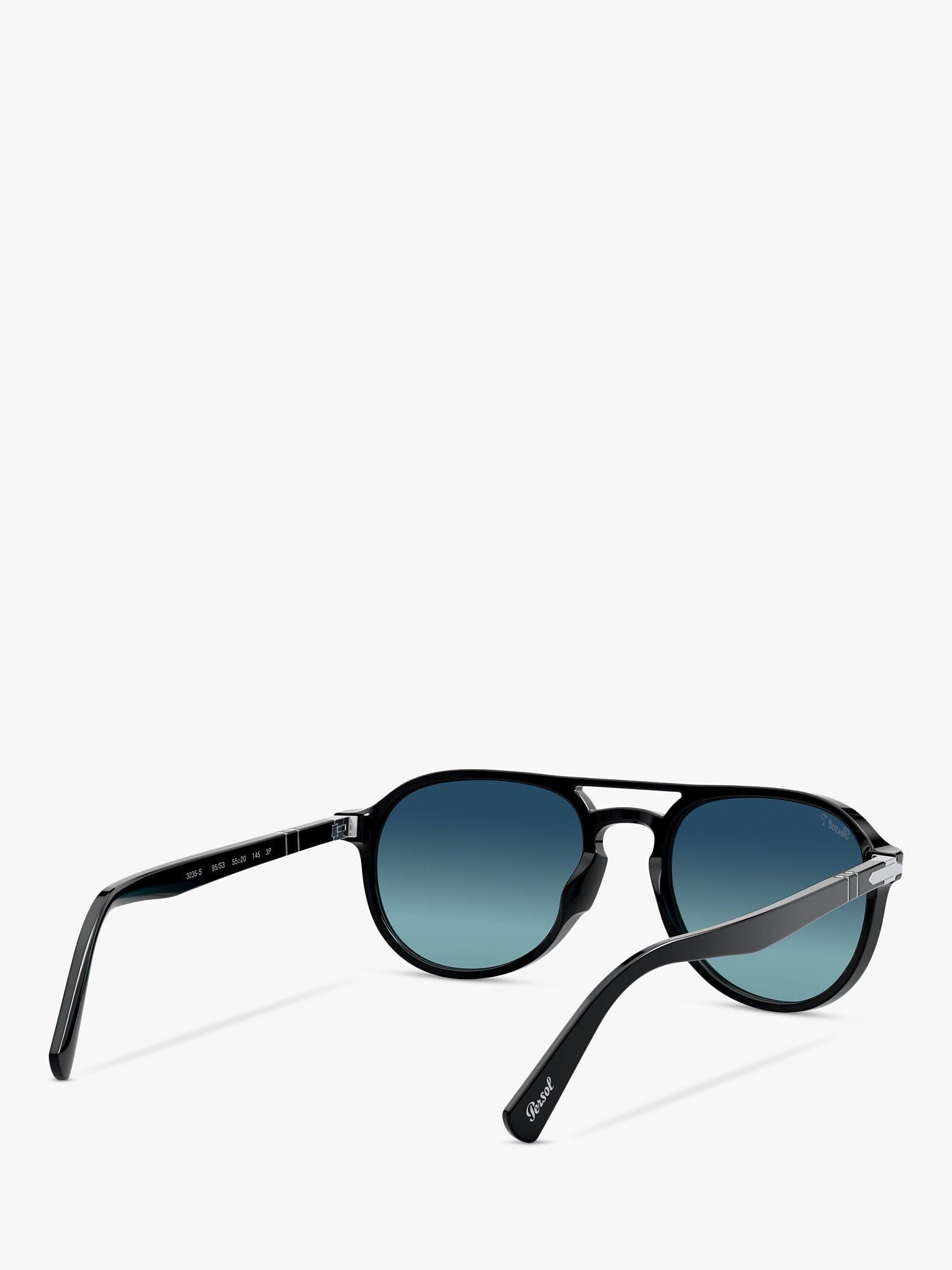 Product image 8 of 11, which shows Persol PO3235S Women's Polarised Aviator Sunglasses, Black/Blue Gradient