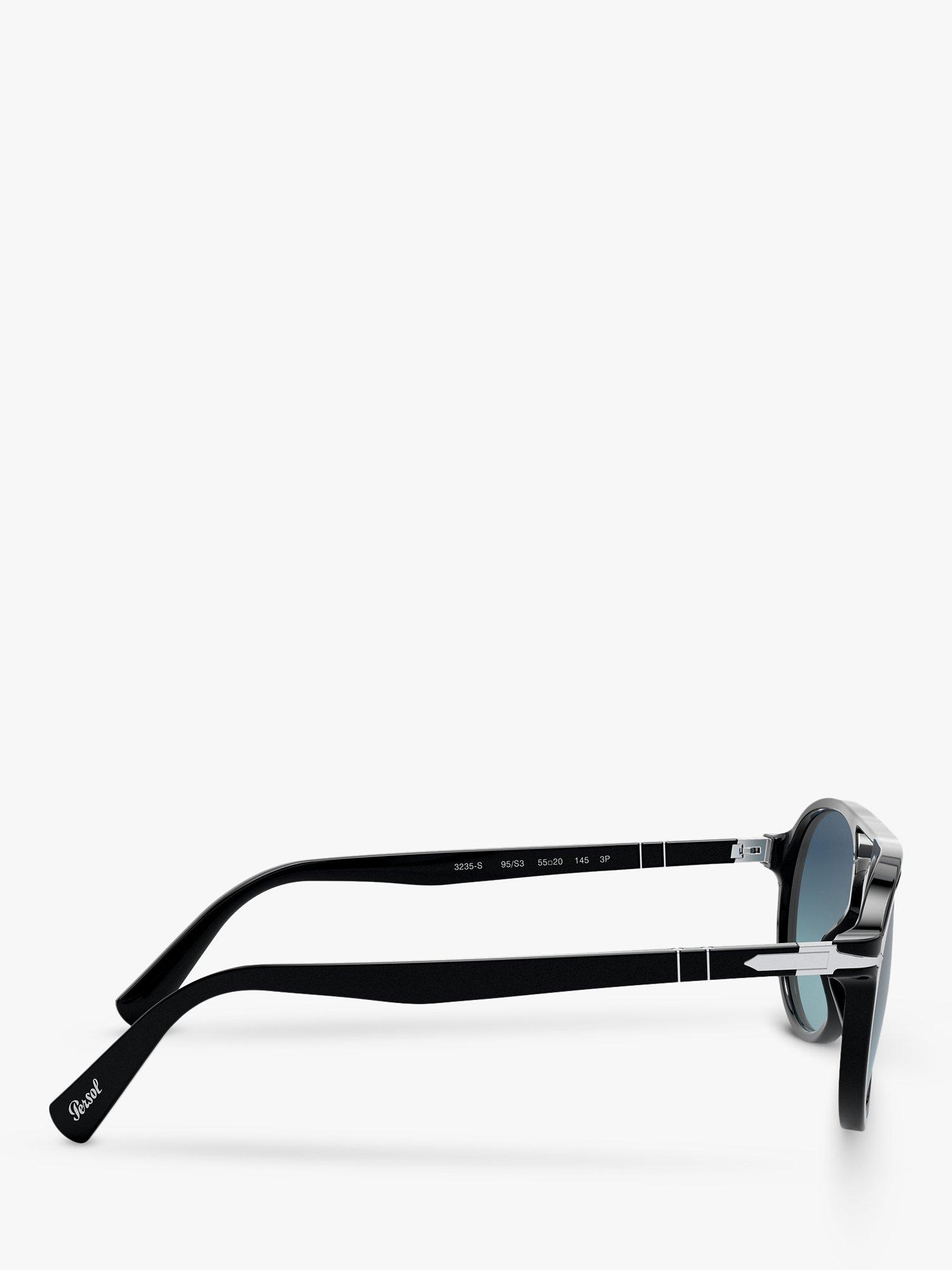 Product image 10 of 11, which shows Persol PO3235S Women's Polarised Aviator Sunglasses, Black/Blue Gradient