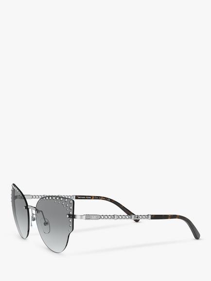 Michael Kors MK1058B Women's St Anton Studded Cat's Eye Sunglasses, Silver/Grey Gradient - view 2, Silver/Grey Gradient