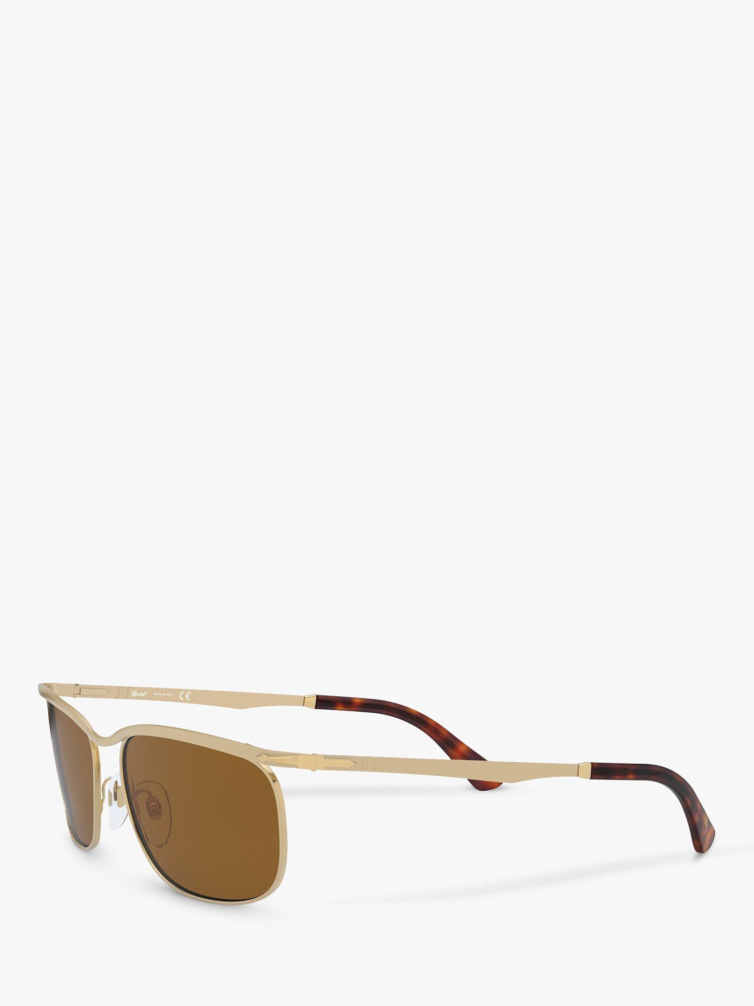 Product image 2 of 11, which shows Persol PO2458S Unisex Rectangular Sunglasses, Gold/Brown