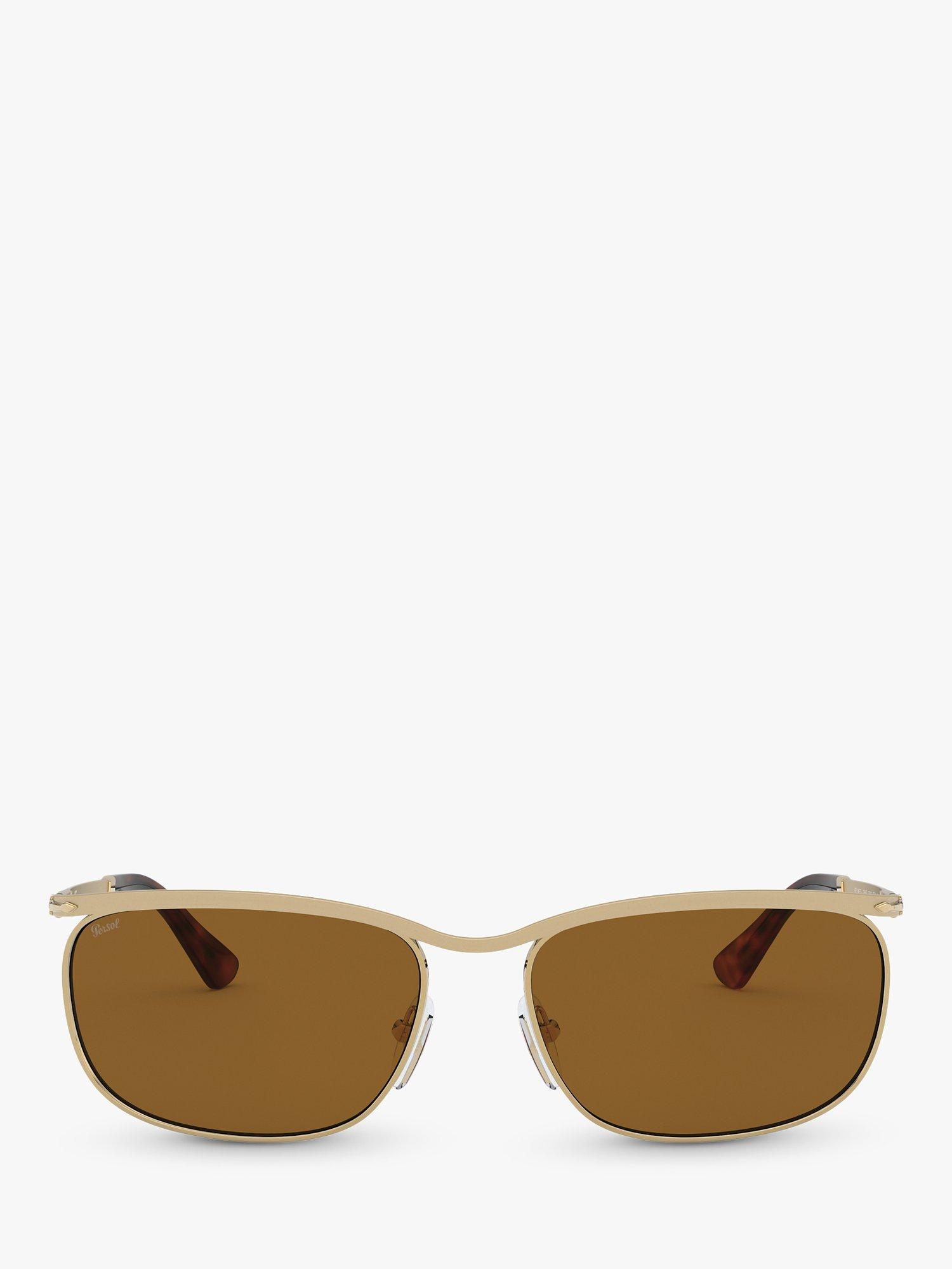 Product image 3 of 11, which shows Persol PO2458S Unisex Rectangular Sunglasses, Gold/Brown