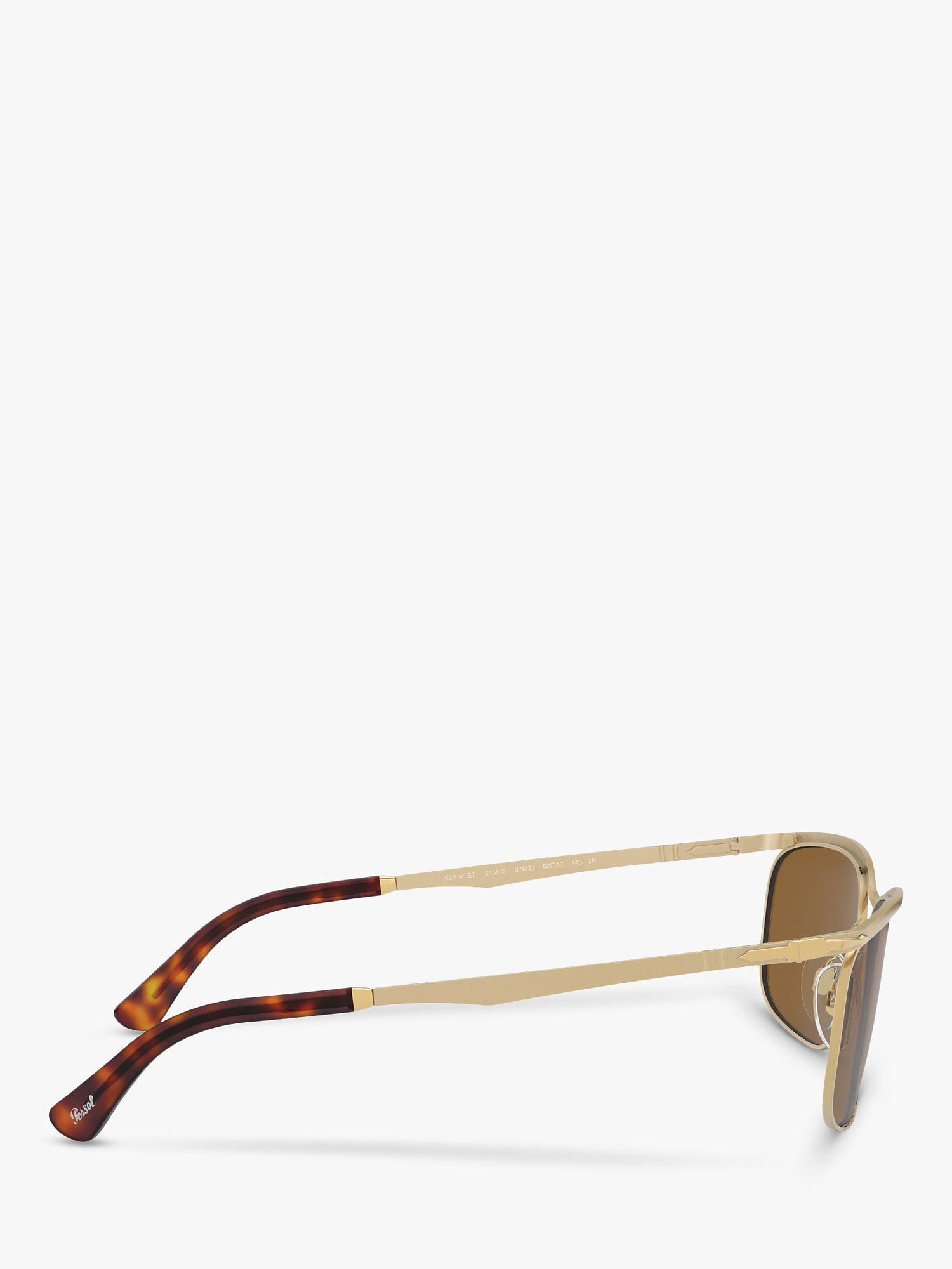 Product image 10 of 11, which shows Persol PO2458S Unisex Rectangular Sunglasses, Gold/Brown