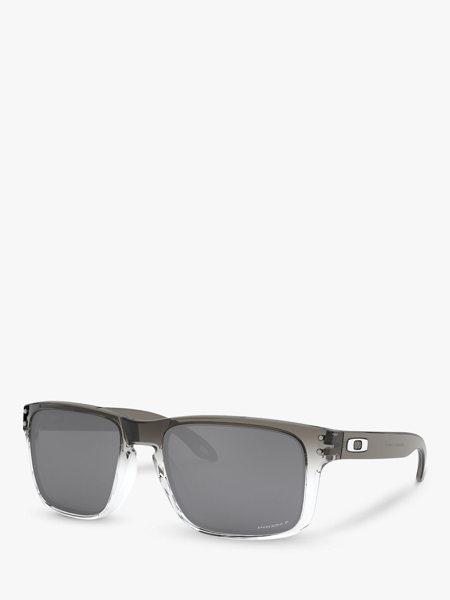 Product image 1 of 11, which shows Oakley OO9102 Men's Holbrook Prizm Polarised Square Sunglasses, Black Ombre/Grey