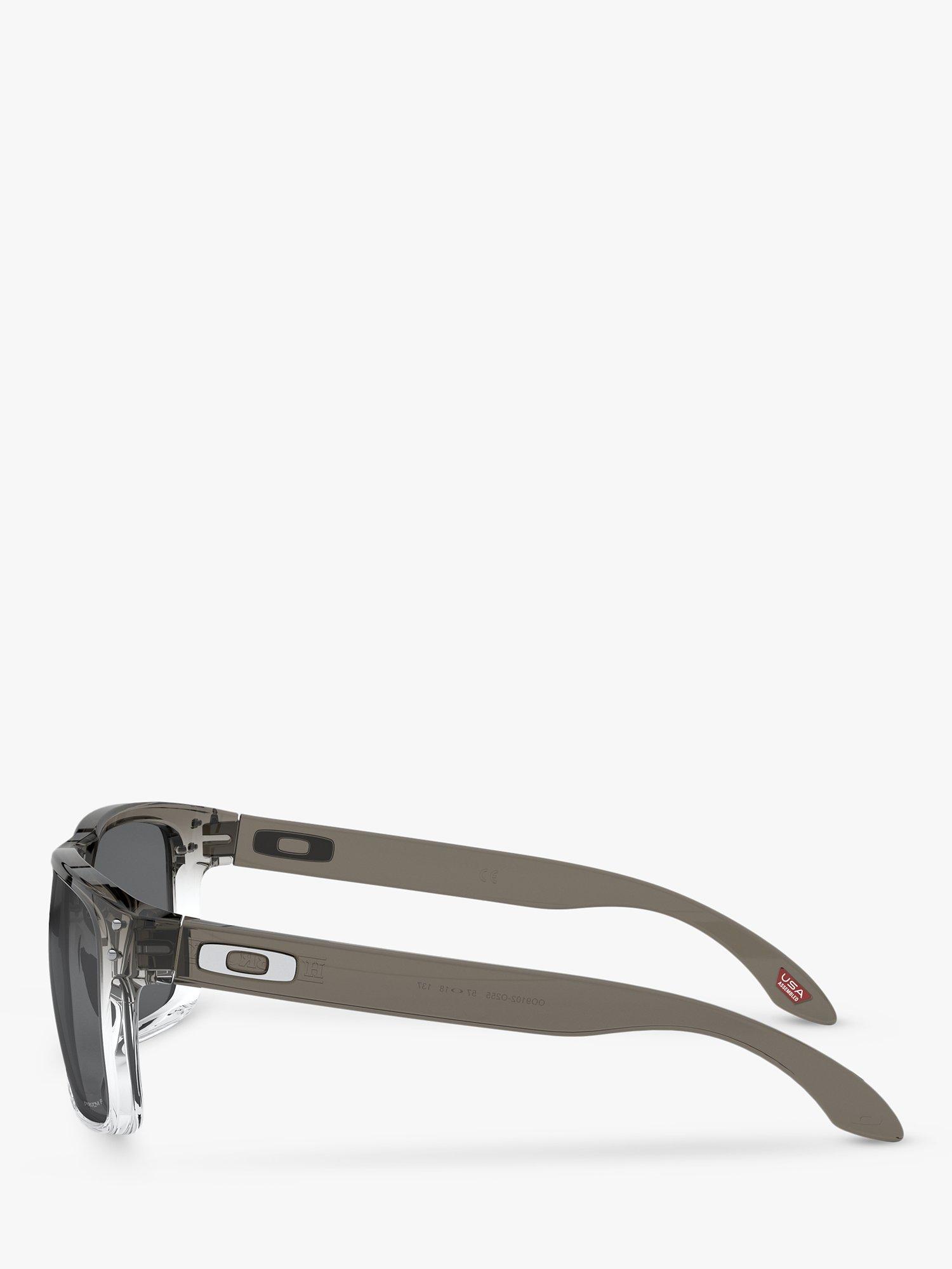 Product image 4 of 11, which shows Oakley OO9102 Men's Holbrook Prizm Polarised Square Sunglasses, Black Ombre/Grey