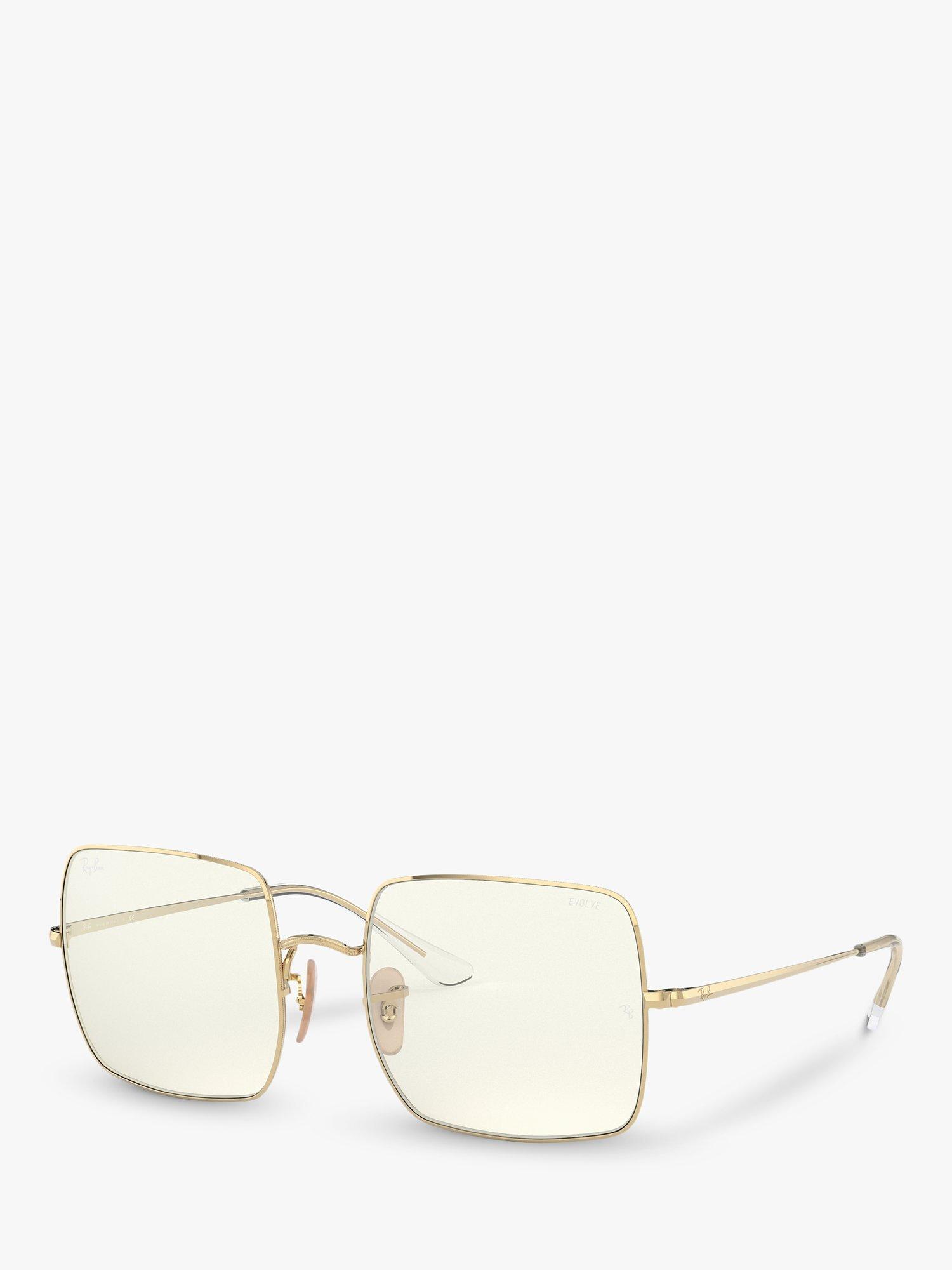 Ray-Ban RB1971 Women's Square Sunglasses, Gold/Clear Grey