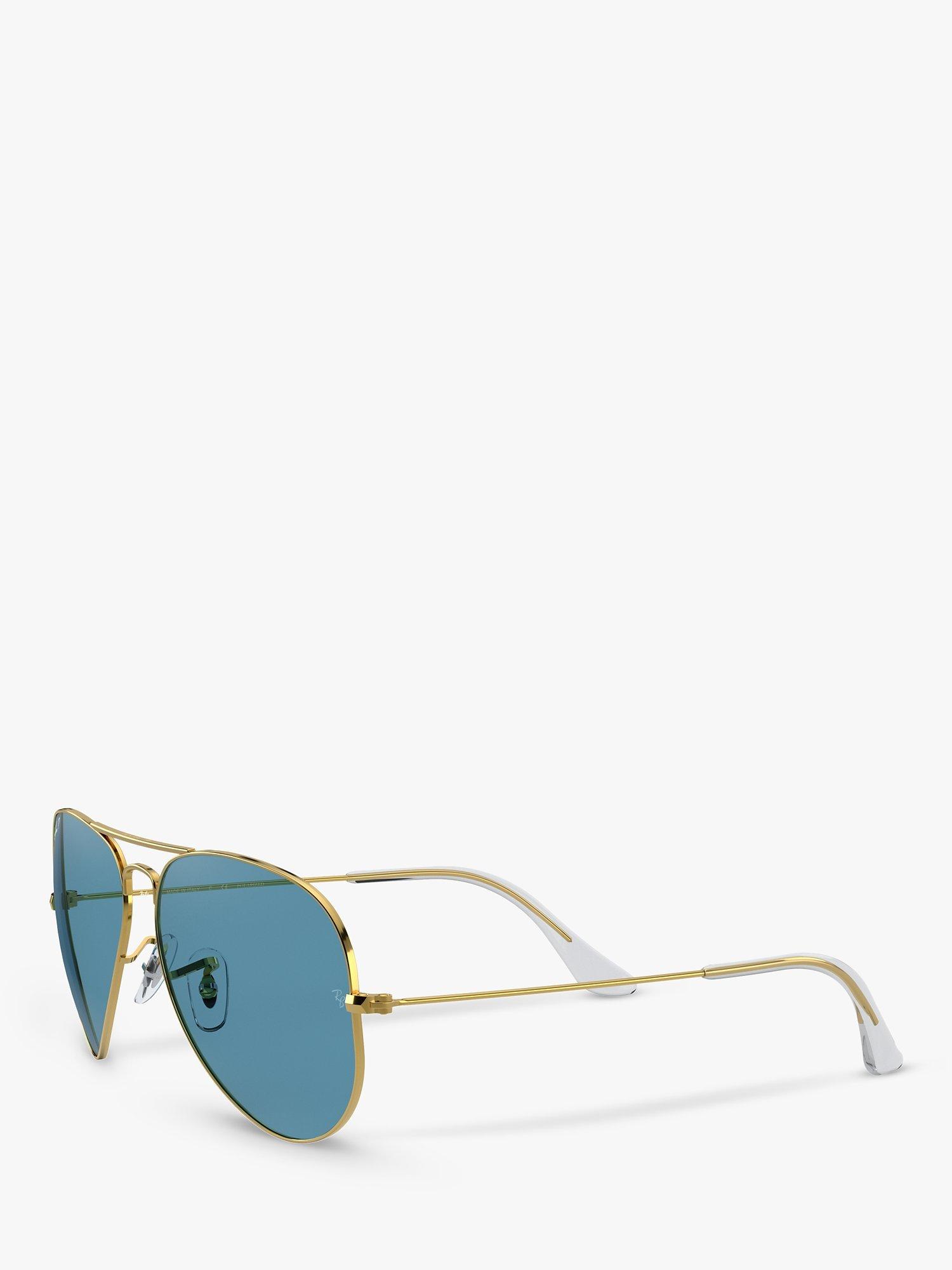 Product image 2 of 11, which shows Ray-Ban RB3025 Women's Polarised Aviator Sunglasses, Gold/Blue