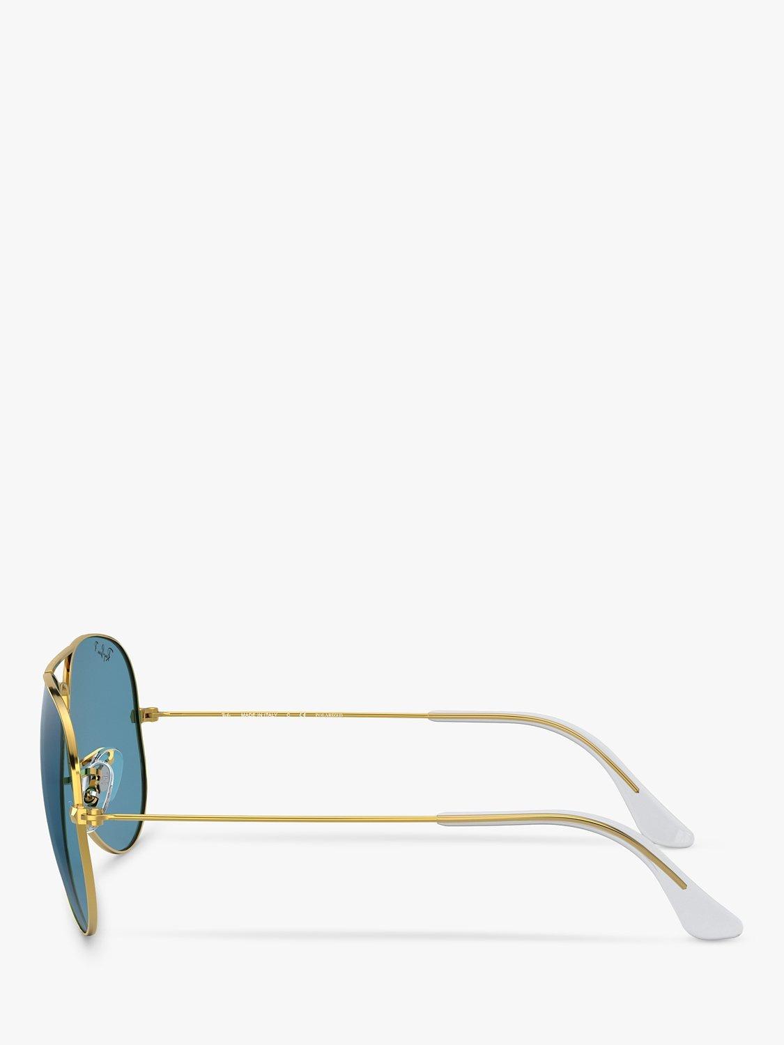 Product image 4 of 11, which shows Ray-Ban RB3025 Women's Polarised Aviator Sunglasses, Gold/Blue
