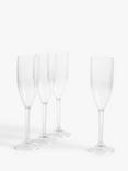 John Lewis Plastic Picnic Champagne Flutes, Set of 4, 180ml, Clear