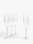 John Lewis Plastic Picnic Champagne Flutes, Set of 4, 180ml, Clear