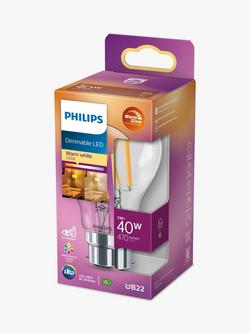 Philips 40W A60 BC LED Dimmable Classic Bulb, Clear - view 2, Clear
