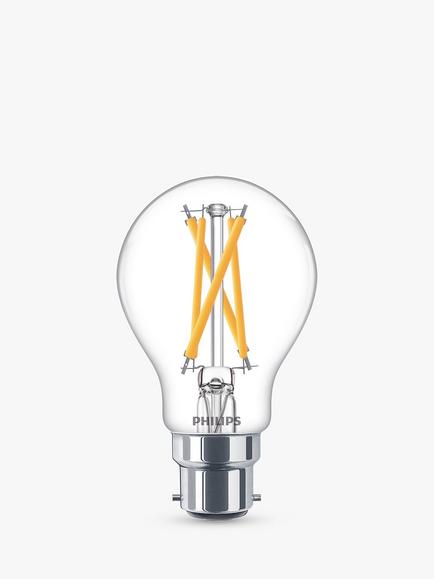 Philips 60W A60 BC LED Dimmable Classic Bulb, Clear, Clear