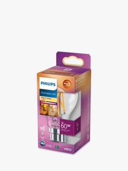 Philips 60W A60 BC LED Dimmable Classic Bulb, Clear - view 2, Clear