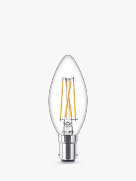 Philips 40W B35 B15 BC LED Dimmable Candle Bulb, Clear, 