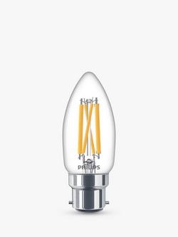 Philips 40W B35 B22 BC LED Dimmable Candle Bulb, Clear, Clear