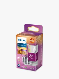 Philips 25W Golf Ball ES LED Dimmable Classic Bulb, Clear - view 2, Clear