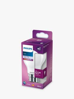 Philips 60W A60 B22 BC LED Non Dimmable Classic Bulb, Cool White - view 2, 