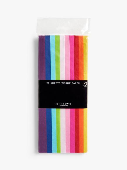 John Lewis Rainbow Tissue Paper, Pack of 20, Multi