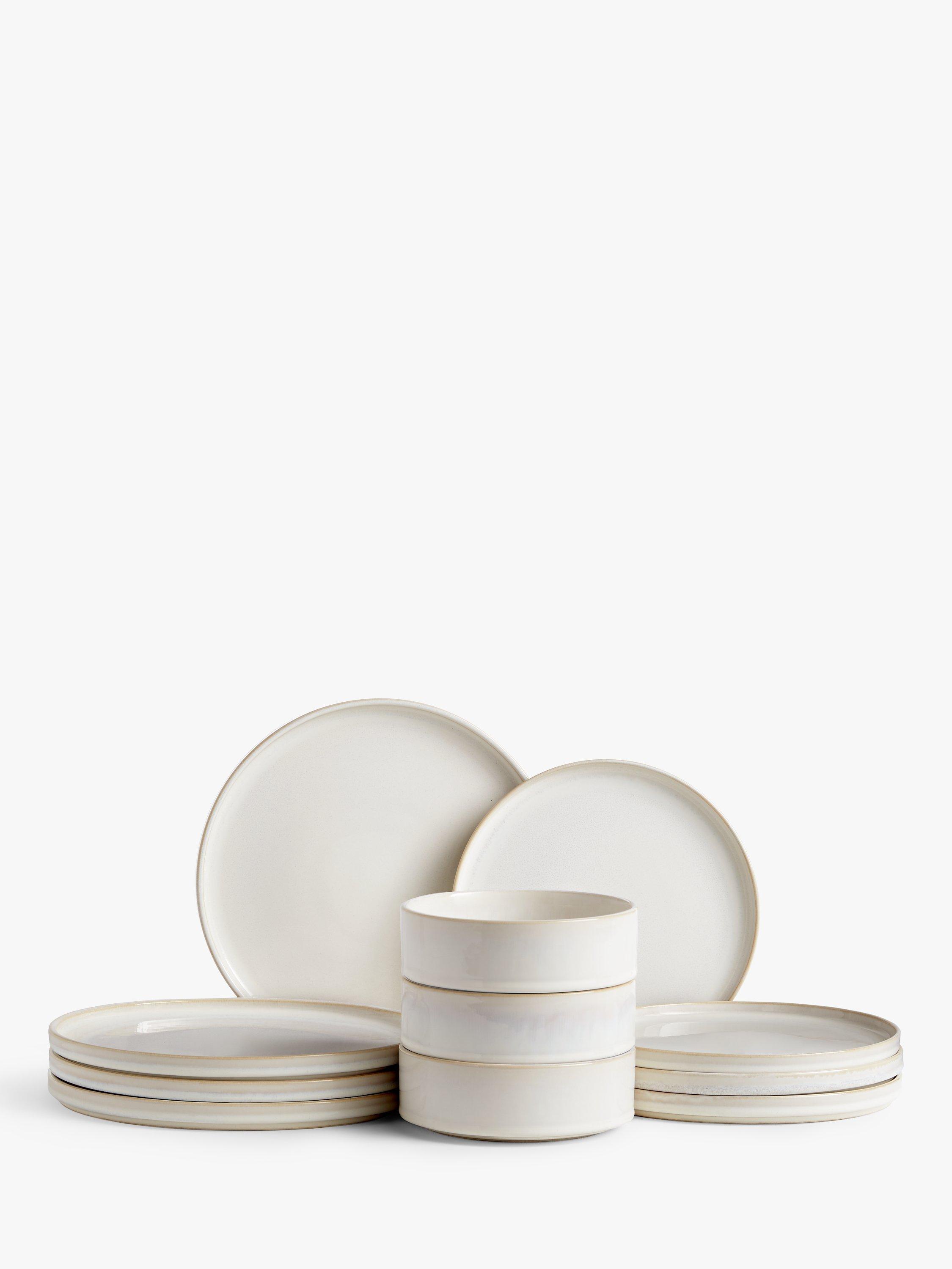 John Lewis ANYDAY Studio Reactive Glaze Dinnerware Set, 12 Piece, White