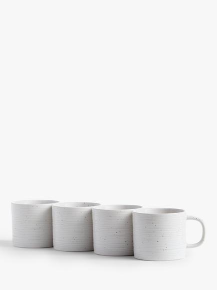 John Lewis Craft Speckle Glaze Mugs, Set of 4, 260ml, White