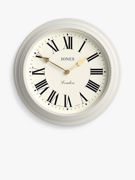Jones Clocks Supper Club Roman Numeral Analogue Wall Clock, 40.5cm, Powder Grey, Grey