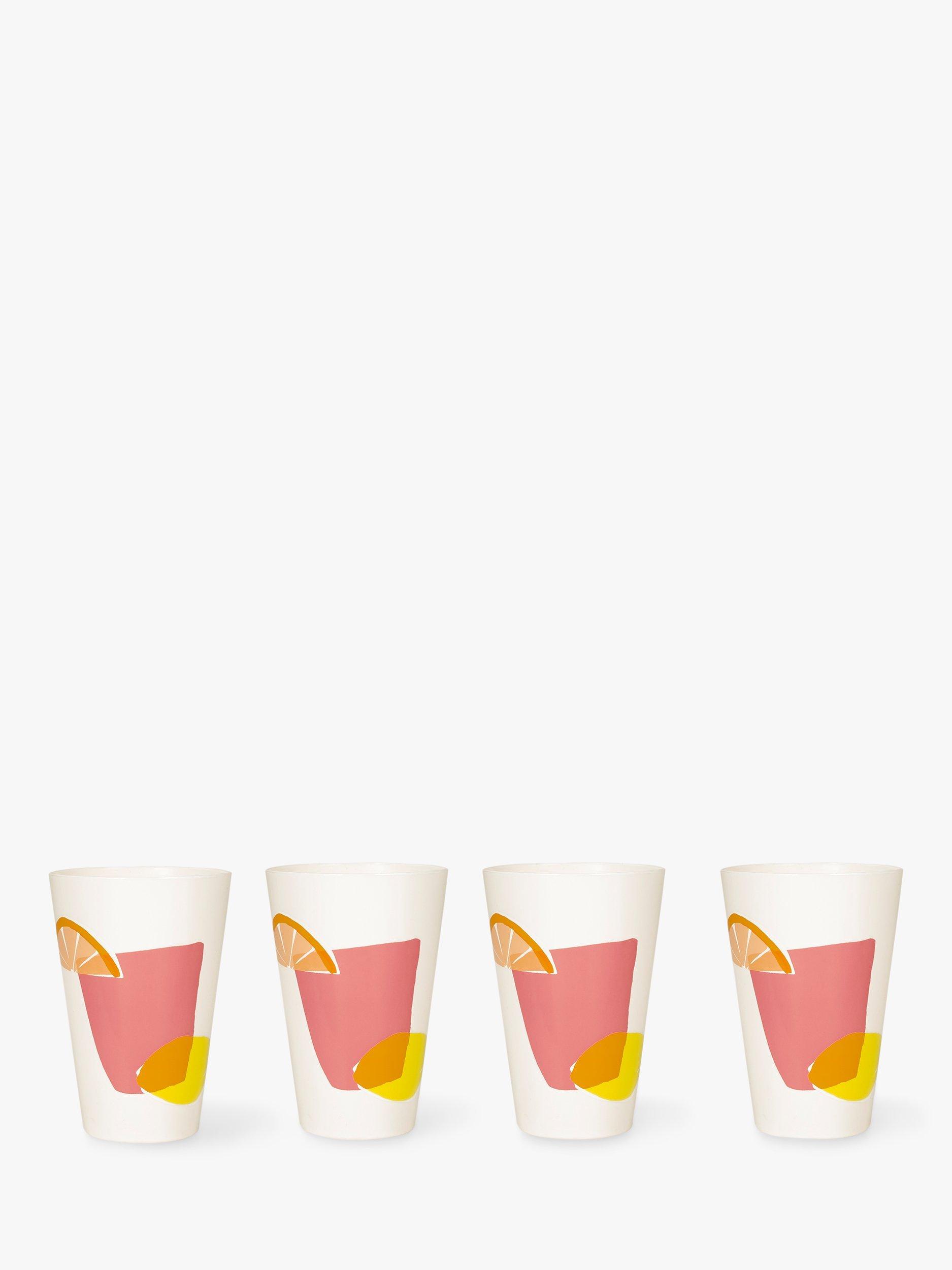 kate spade new york Citrus Celebration Melamine Picnic Tumblers, Set of 6, 400ml, White/Multi