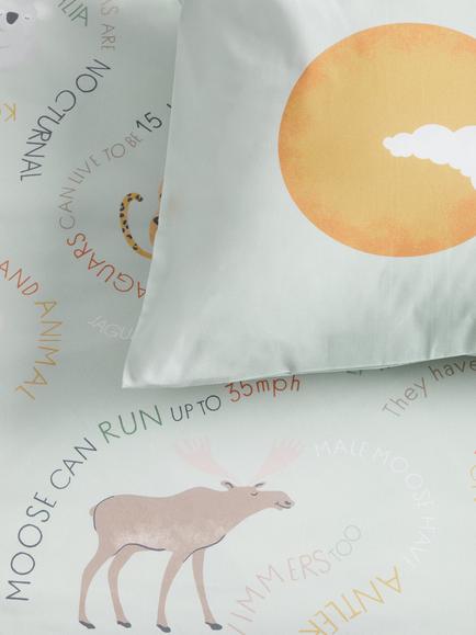 John Lewis World Map Reversible Pure Cotton Duvet Cover and Pillowcase Set, Single, Green - view 2, Green