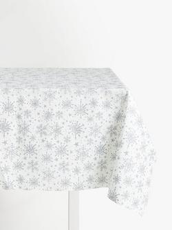 John Lewis Snowflake PVC Tablecloth Fabric, Silver, Silver