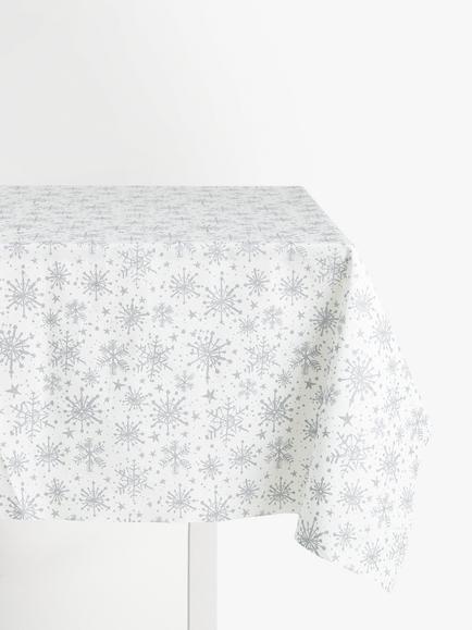 John Lewis Snowflake PVC Tablecloth Fabric, Silver, Silver