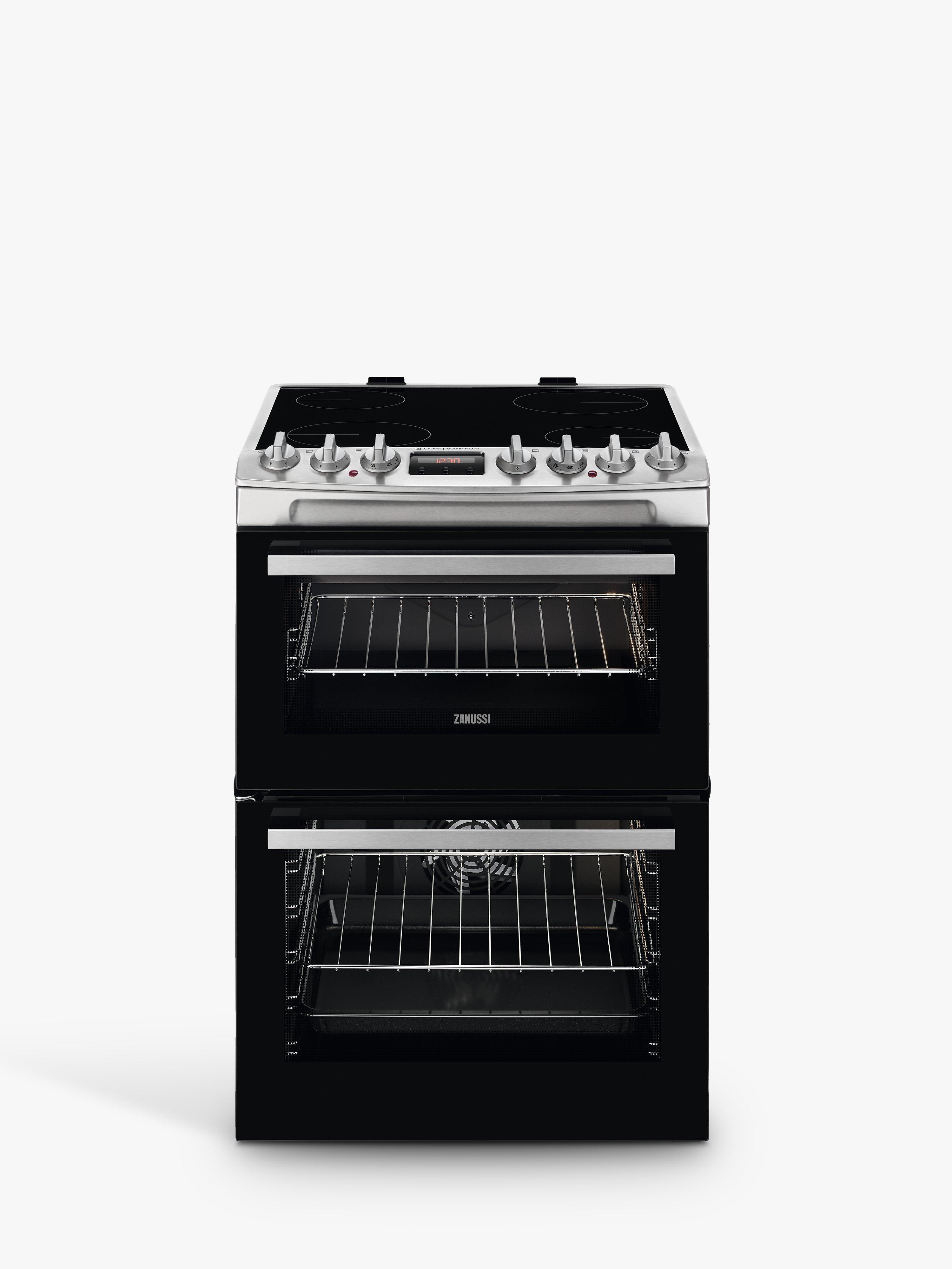 Zanussi ZCV69360XA Double Electric Cooker, Stainless Steel