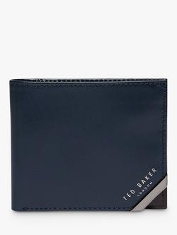 Ted Baker Korning Leather Bifold Wallet, Navy, Navy
