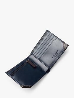 Ted Baker Korning Leather Bifold Wallet, Navy - view 2, Navy