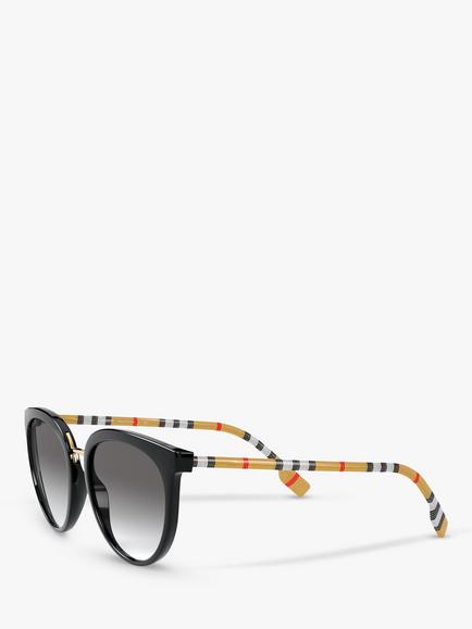 Burberry BE4316 Women's Oval Sunglasses, Black/Grey Gradient - view 2, Black/Grey Gradient