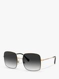 Miu Miu MU 61VS Women's Rectangular Sunglasses, Antique Gold/Black Gradient