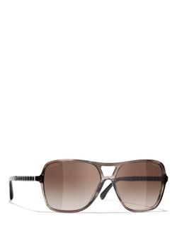 CHANEL Square Sunglasses CH5439Q Striped Grey/Brown Gradient, Striped Grey/Brown Gradient
